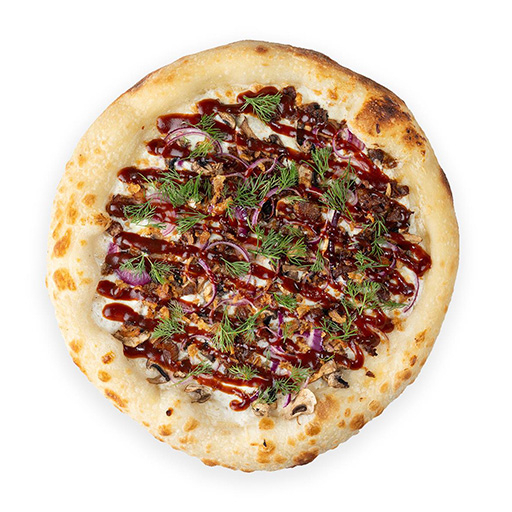 Пицца грибная со свининой