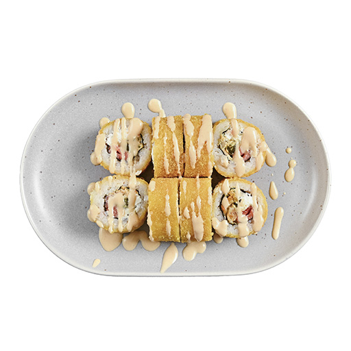 Лосось с мидиями в соусе Том Ям темпура